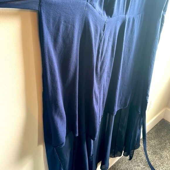 One Market Navy Wrap Maxi Dress Sheer from Knee Down Size 12 - Picture 3 of 5
